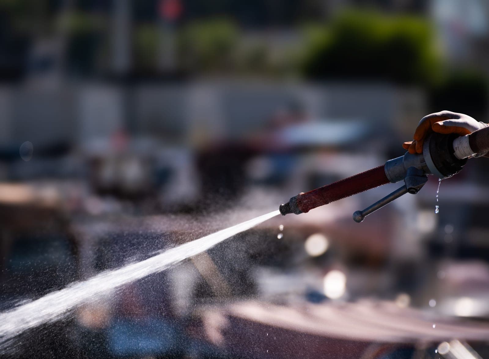 Water running from a garden hose