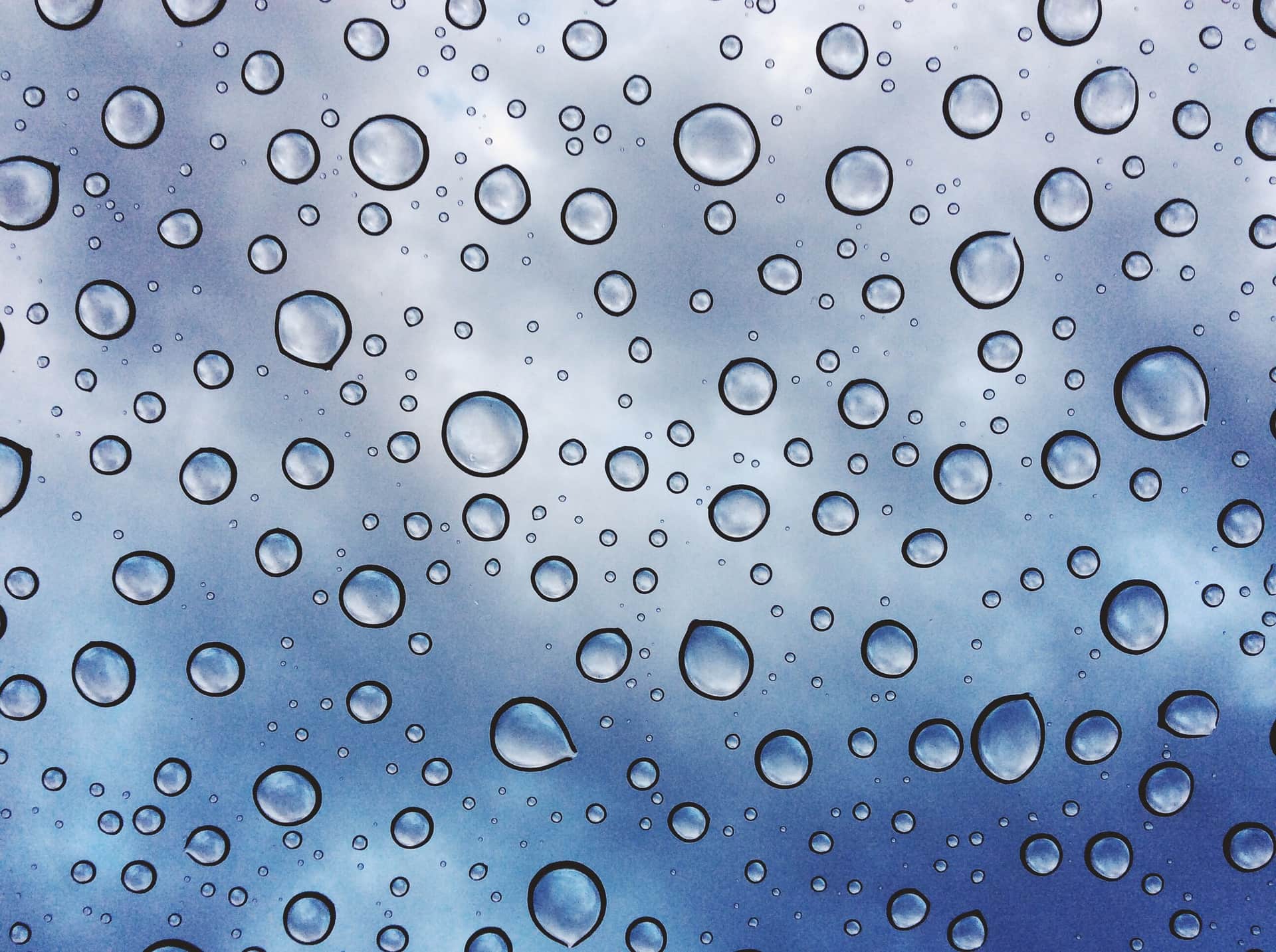 Water droplets on a glass surface