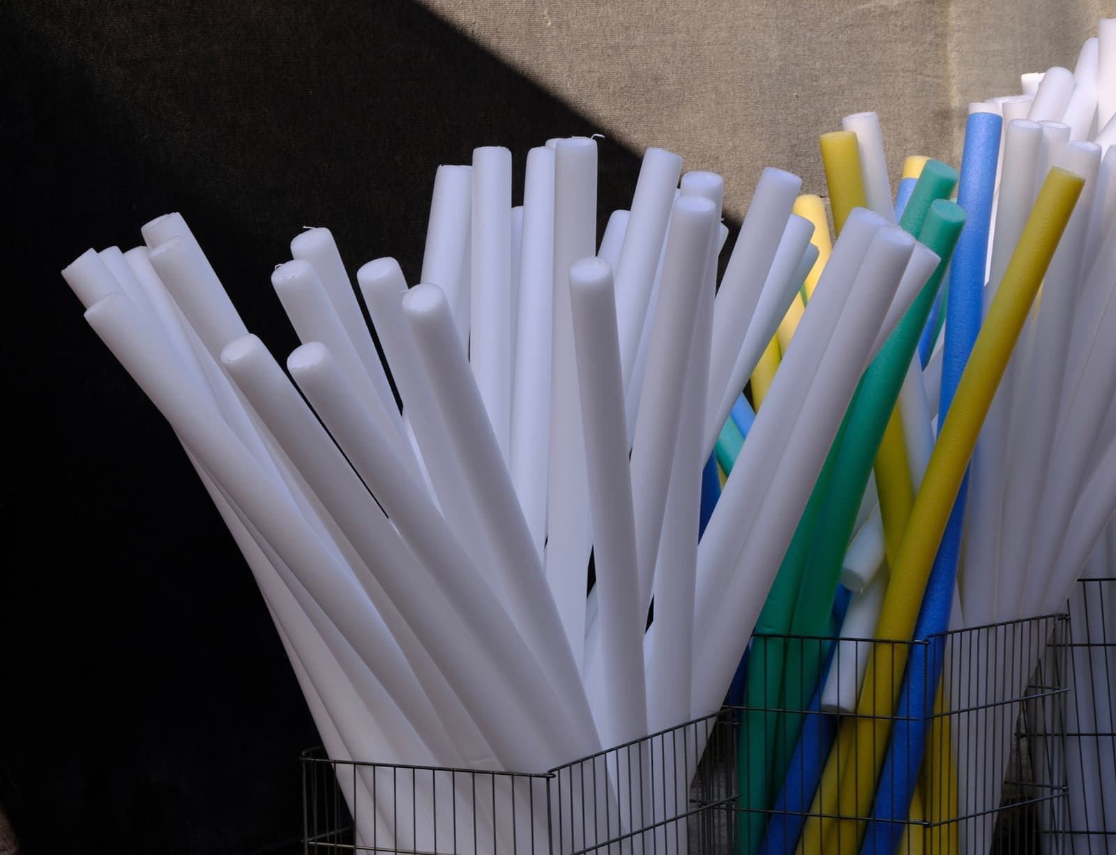 Colorful foam pool noodles