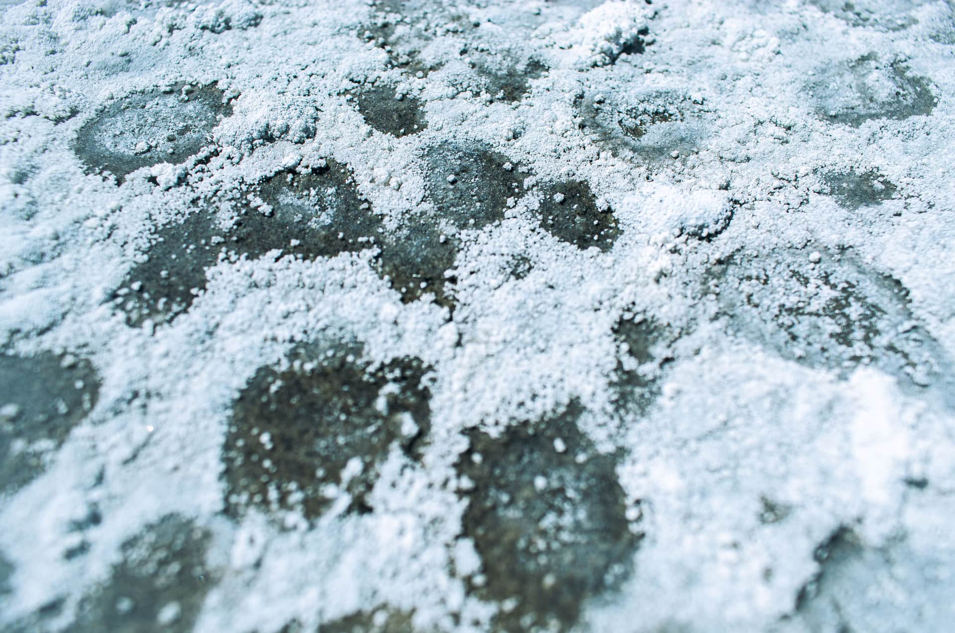 White salt deposits forming a textured pattern