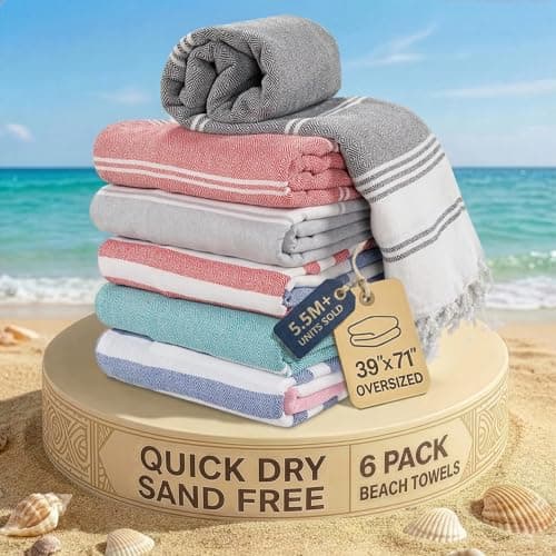 LANE LINEN Oversized Turkish-Weave Pool Towels, 6-Pack