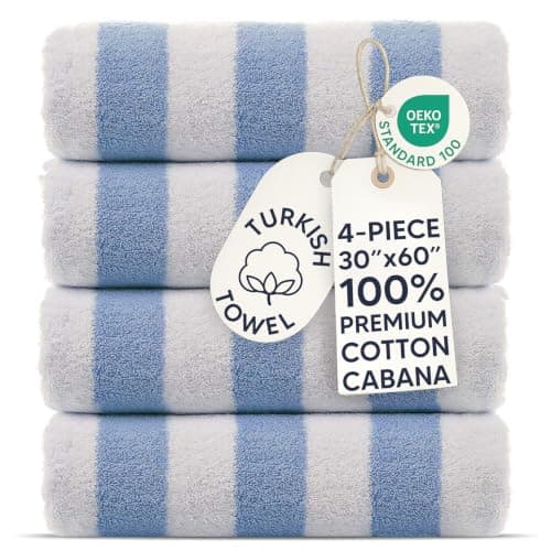 Chakir Turkish Linens Cabana Stripe Pool Towels, 4-Pack